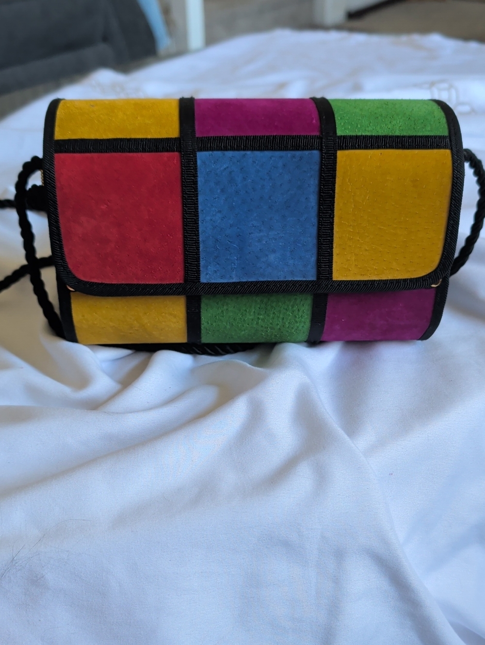 Multicolor Patchwork Suede Crossbody Bag